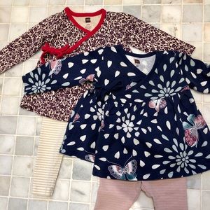 Tea wrap-top 2 pc outfit bundle (2), 3-6 mos, NWOT